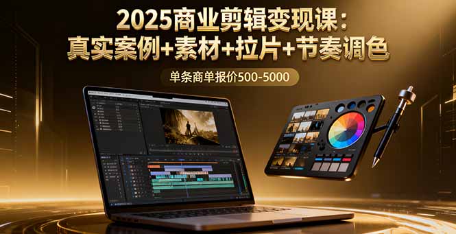2025商业剪辑变现课：真实案例+素材+拉片+节奏调色，单条商单报价500-5000-小鹏项目网