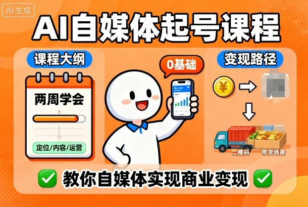 AI自媒体起号课程，0基础小白两周学会，教你自媒体实现商业变现-小鹏项目网