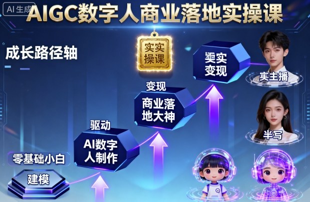 AIGC数字人商业落地实操课，从零基础小白到AI数字人大神-小鹏项目网