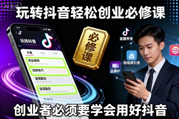 玩转抖音轻松创业必修课，创业者必须要学会用好抖音-小鹏项目网