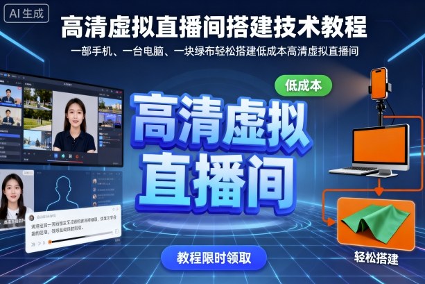 高清虚拟直播间搭建技术教程，一部手机、一台电脑、一块绿布轻松搭建低成本高清虚拟直播间-小鹏项目网