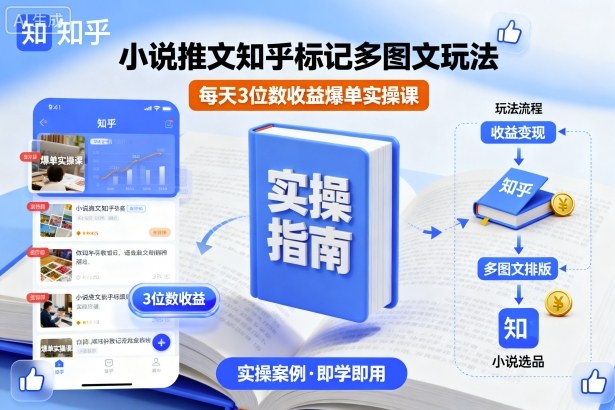 小说推文知乎标记多图文玩法，每天3位数收益爆单实操课-小鹏项目网