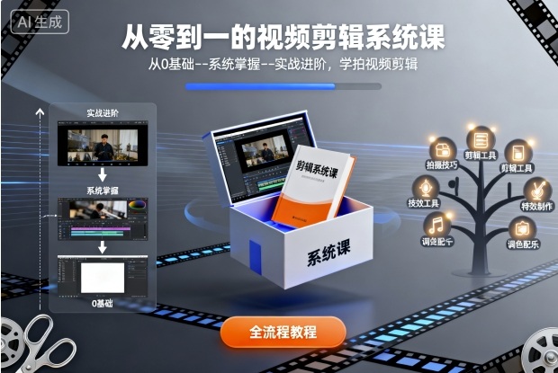 从零到一的视频剪辑系统课，从0基础–系统掌握–实战进阶，学拍视频剪辑-小鹏项目网