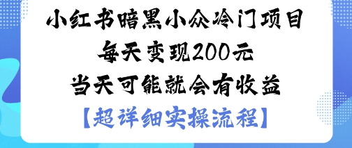 小红书暗黑小众冷门项目每天变现2张当天可能就会有收益-小鹏项目网