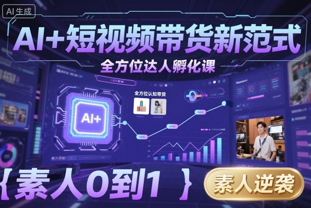 AI+短视频带货新范式全方位达人孵化课，素人也可以从0到1，全方位认知短视频带货-小鹏项目网