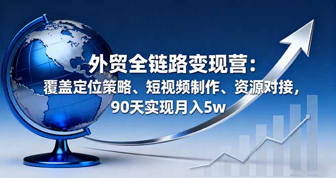 外贸全链路变现营：覆盖定位策略、短视频制作、资源对接，90天实现月入5w-小鹏项目网
