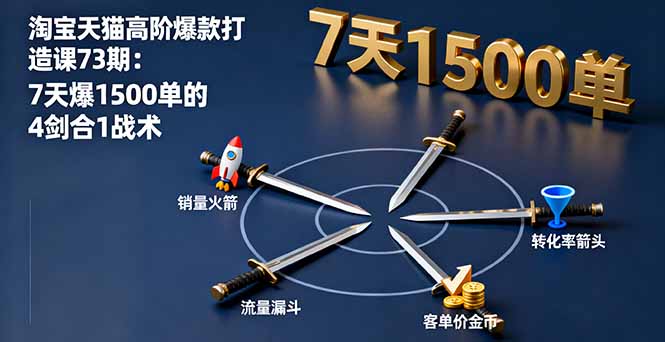 淘宝天猫高阶爆款打造课73期：7天爆1500单的4剑合1战术-小鹏项目网