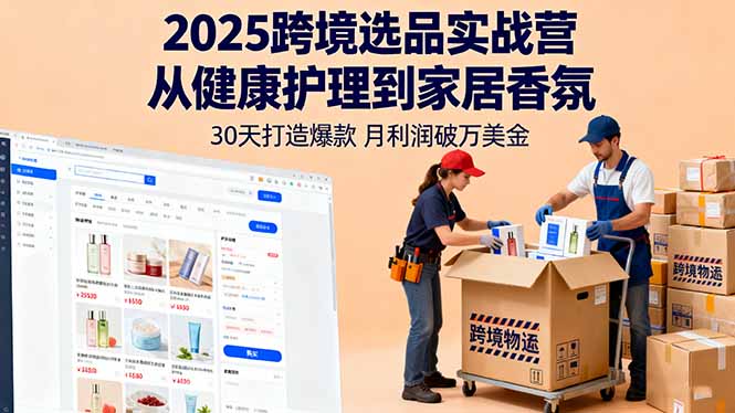 2025跨境选品实战营：从健康护理到家居香氛，30天打造爆款,月利润破万美金-小鹏项目网