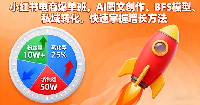 小红书电商爆单班，AI图文创作、BFS模型、私域转化，快速掌握增长方法-小鹏项目网