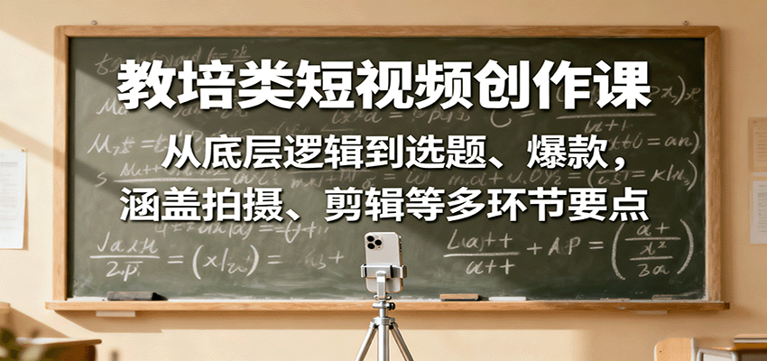 教培类短视频创作课：从底层逻辑到选题、爆款，涵盖拍摄、剪辑等多环节要点-小鹏项目网