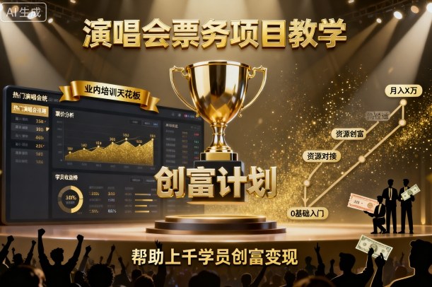 演唱会票务项目教学，业内培训天花板，帮助上千学员创富变现(更新)-小鹏项目网