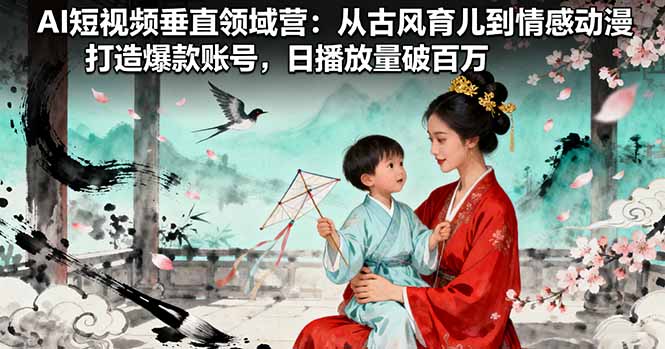 AI短视频垂直领域营：从古风育儿到情感动漫，打造爆款账号,日播放量破百万-小鹏项目网