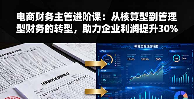 电商财务主管进阶课：从核算型到管理型财务的转型，助力企业利润提升30%-小鹏项目网