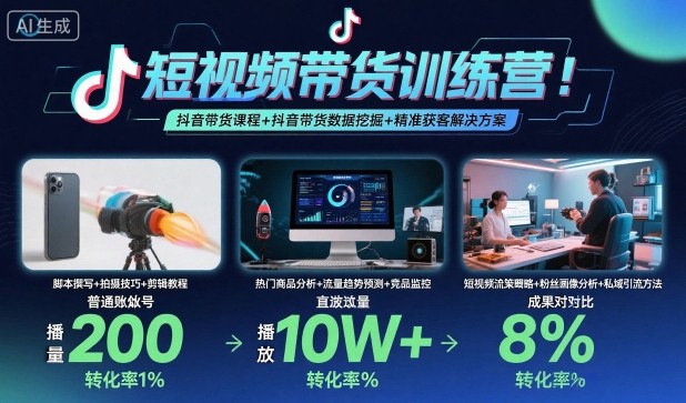 短视频带货训练营，抖音带货课程+抖音带货数据挖掘+精准获客解决方案-小鹏项目网