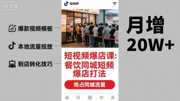 短视频爆店课，餐饮同城短视频爆店打法-小鹏项目网