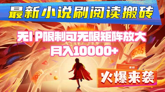 小说阅读搬砖单机每天收益200-400+ 无IP限制可无限矩阵放大 —-小鹏项目网
