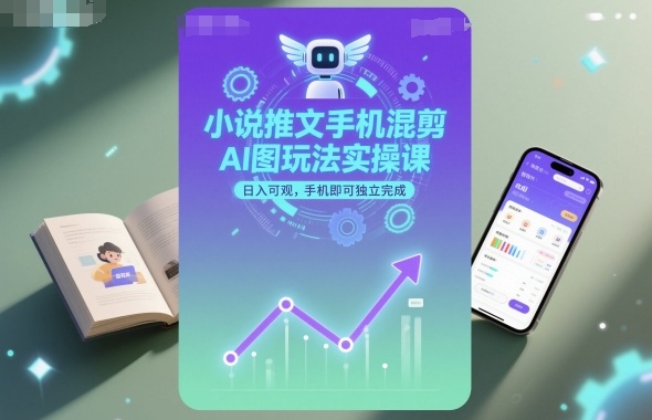 小说推文手机混剪AI图玩法实操课，日入可观，手机即可独立完成-小鹏项目网