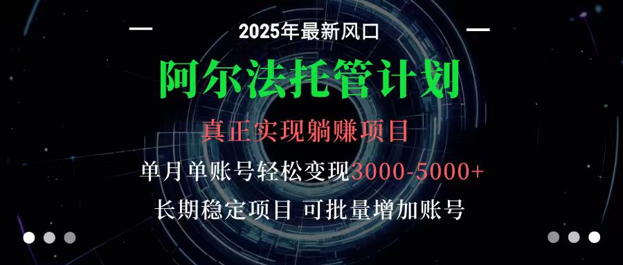 阿尔法托管计划 单账号月入3000-5000，长期稳定项目，新手小白轻松上手-小鹏项目网