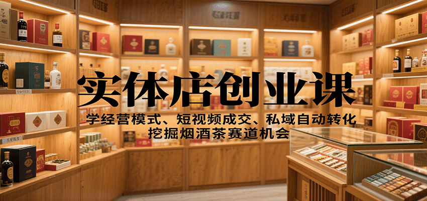 实体店创业课：学经营模式、短视频成交、私域自动转化，挖掘烟酒茶赛道机会-小鹏项目网