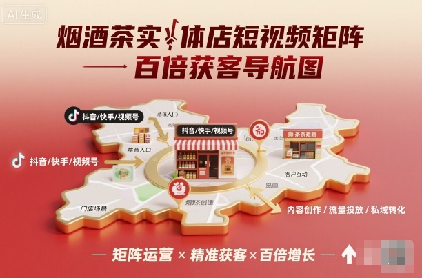 烟酒茶实体店短视频矩阵百倍获客导航图-小鹏项目网