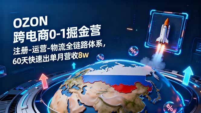 OZON跨境电商0-1掘金营：注册-运营-物流全链路体系，60天快速出单月营收8w-小鹏项目网