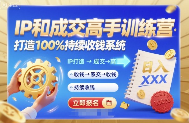 带你成为IP和成交高手的训练营，打造100%持续收钱系统-小鹏项目网