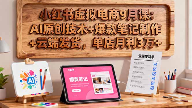 小红书虚拟电商9月课：AI原创技术+爆款笔记制作+云端发货，单店月利3万+-小鹏项目网