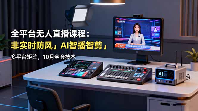 全平台无人直播课程：非实时防风＋AI智播智剪＋多平台矩阵，10月全套技术-小鹏项目网