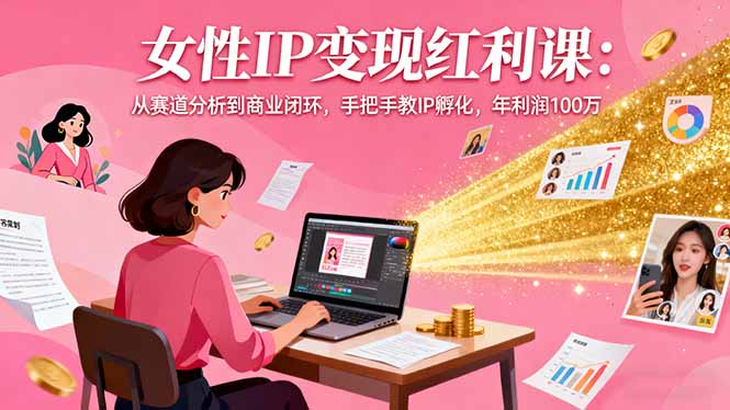 女性IP变现红利课：从赛道分析到商业闭环，手把手教IP孵化，年利润100万-小鹏项目网