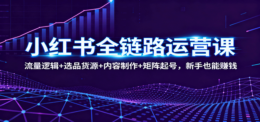 小红书全链路运营课：流量逻辑+选品货源+内容制作+矩阵起号，新手也能赚钱-小鹏项目网