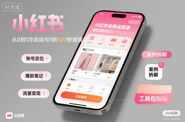 小红书电商运营课：从0到1冷启动与1到100快速增长实战教学-小鹏项目网
