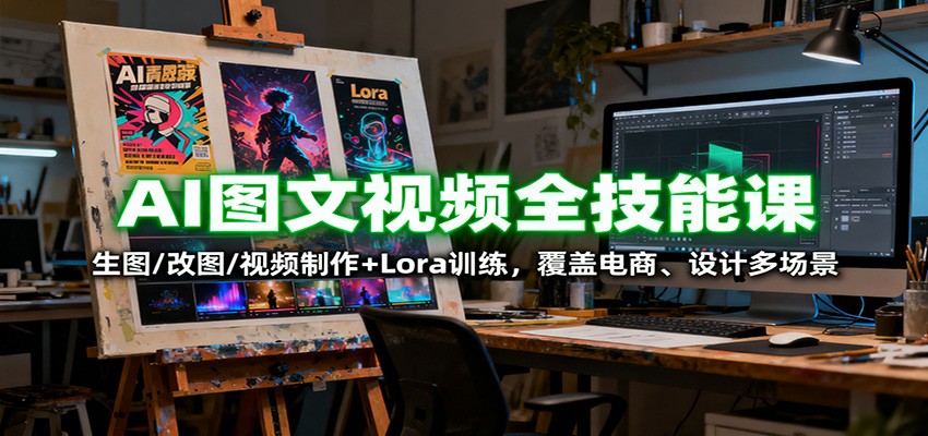 AI图文视频全技能课：生图/改图/视频制作+Lora训练，覆盖电商 、设计多场景-小鹏项目网
