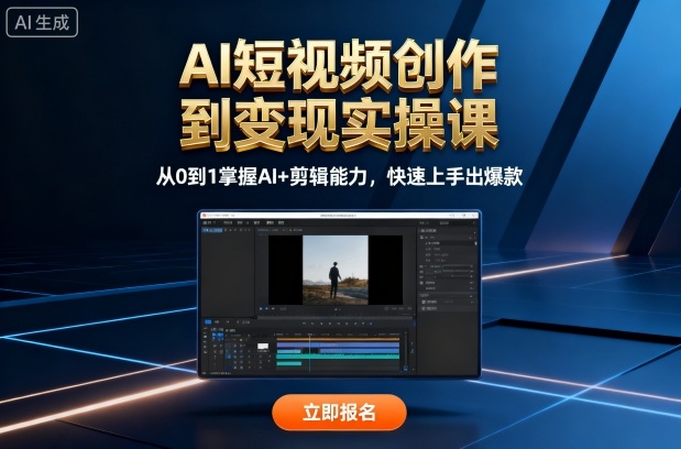 AI短视频创作到变现实操课，从0到1掌握AI+剪辑能力，快速上手出爆款(更新10月)-小鹏项目网