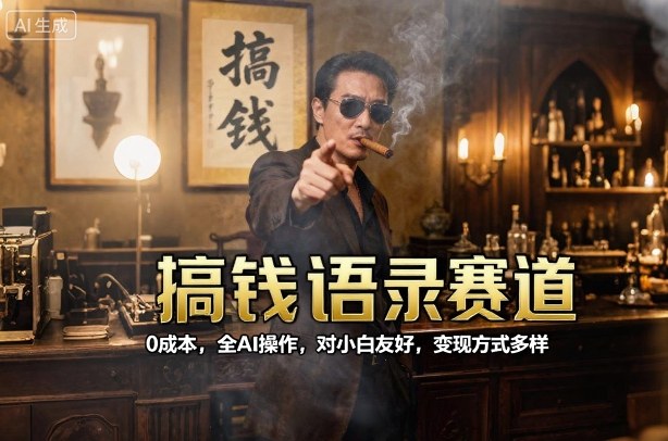 搞钱语录赛道，0成本，全AI操作，对小白友好，变现方式多样-小鹏项目网