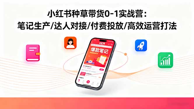 小红书种草带货0-1实战营：笔记生产/达人对接/付费投放/高效运营打法-小鹏项目网