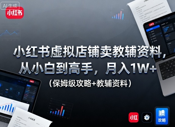 小红书虚拟店铺卖教辅资料，从小白到高手，月入1W+(保姆级攻略+教辅资料)-小鹏项目网
