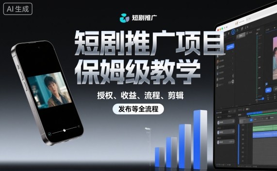 短剧推广项目保姆级教学，授权、收益、流程、剪辑，发布等全流程-小鹏项目网
