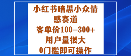 小红书暗黑小众情感赛道，客单价100-300+用户量很大，0门槛即可操作-小鹏项目网