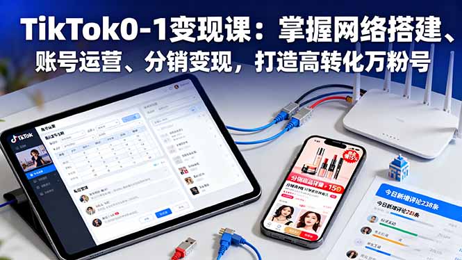 TikTok0-1变现课：掌握网络搭建、账号运营、分销变现，打造高转化万粉号-小鹏项目网
