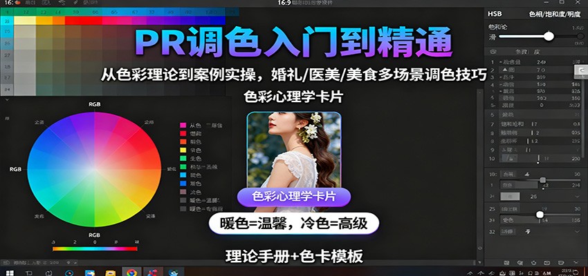 PR调色入门到精通：从色彩理论到案例实操，婚礼/医美/美食多场景调色技巧-小鹏项目网