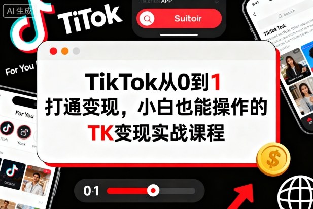 TikTok从0到1打通变现，小白也能操作的TK变现实战课程-小鹏项目网