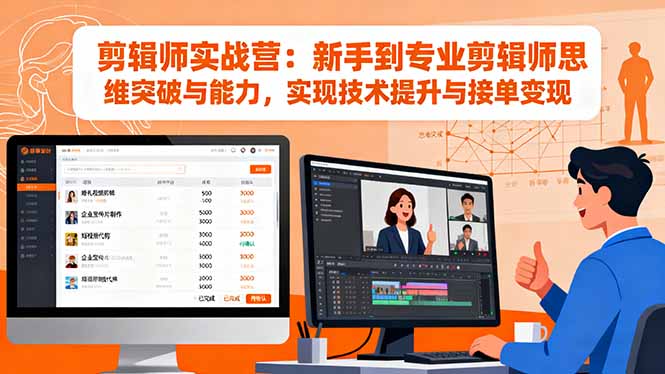 剪辑师实战营：新手到专业剪辑师思维突破与能力，实现技术提升与接单变现-小鹏项目网