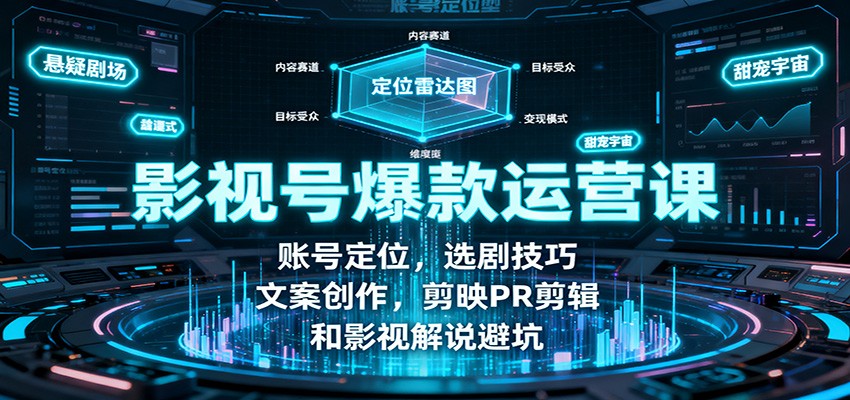 影视号爆款运营课：账号定位，选剧技巧，文案创作，剪映PR剪辑和影视解说避坑-小鹏项目网
