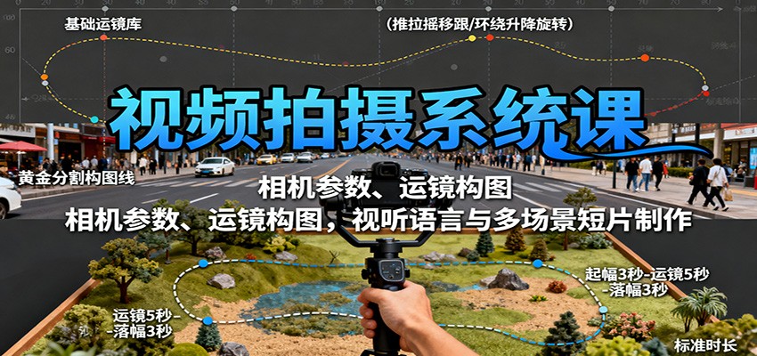 视频拍摄系统课：相机参数、运镜构图，视听语言与多场景短片制作-小鹏项目网