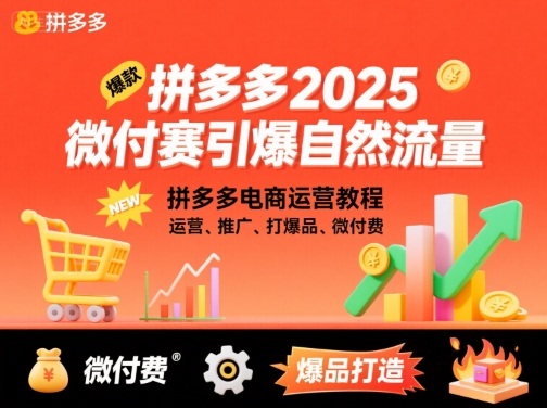 拼多多2025微付费引爆自然流量，拼多多电商运营教程，运营、推广、打爆品、微付费(更新)-小鹏项目网