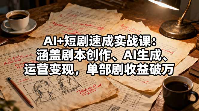 AI+短剧速成实战课：涵盖剧本创作、AI生成、运营变现，单部剧收益破万-小鹏项目网
