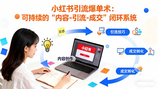 小红书引流爆单术：构建一套低成本 可持续的“内容-引流-成交”闭环系统-小鹏项目网