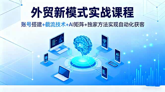 外贸新模式实战课程，账号搭建+截流技术+AI矩阵+独家方法实现自动化获客-小鹏项目网