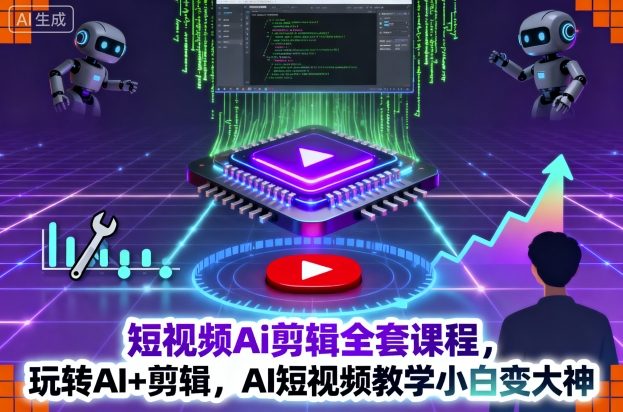 短视频Ai剪辑全套课程，玩转AI+剪辑，AI短视频教学小白变大神-小鹏项目网