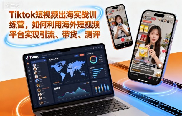 Tiktok短视频出海实战训练营，如何利用海外短视频平台实现引流、带货、测评-小鹏项目网